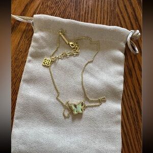 Lillia Butterfly Gold Pendant Necklace in Dichroic Glass